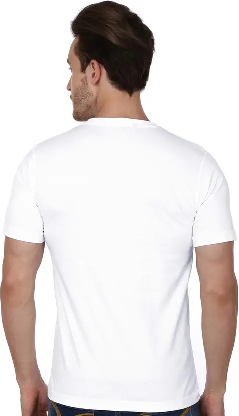 Printed Round Neck Pure Cotton White T-Shirt
